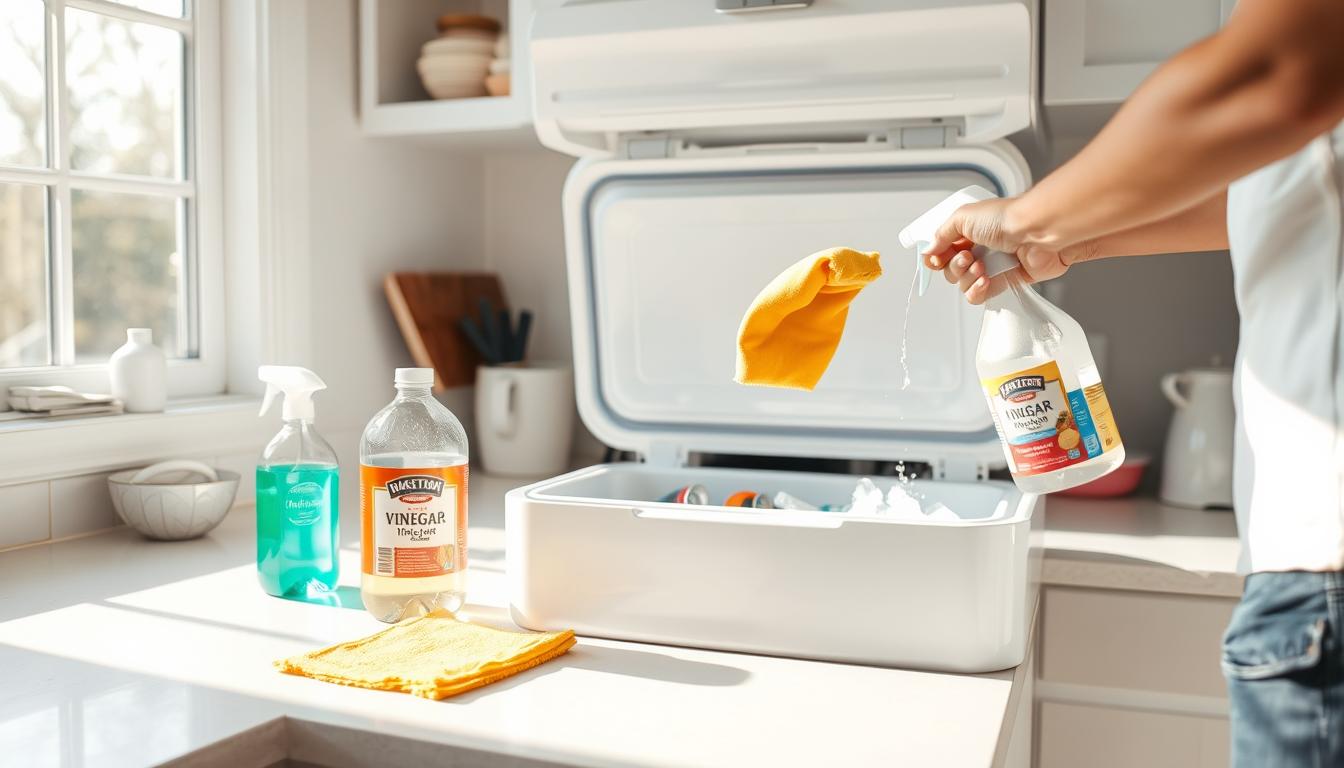 cleaning a cooler with vinegar